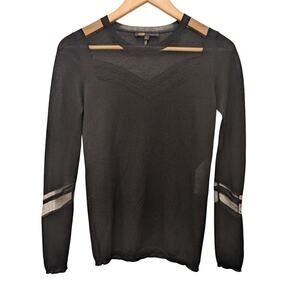 Maje Sheer Mesh Knit Jumper Sweater Black Whimsygoth Workwear‎ Holidays